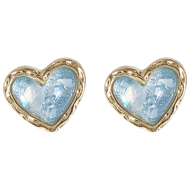 Pendientes de oro plateado corazón de plata Pendientes de las mujeres delicadas