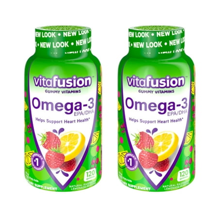 Vitafusion Omega-3 EPA/DHA Gummy Vitamins Dietary Supplement, Berry Lemonade, 120 Ct