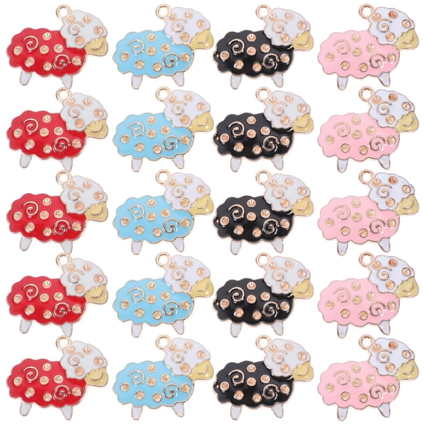 20 piezas de aleación de esmalte de oveja y alpaca, colgante con temática de animales, pequeñas cuentas colgantes de metal para bricolaje, collar, pendientes, pulsera, suministros para hacer joyas