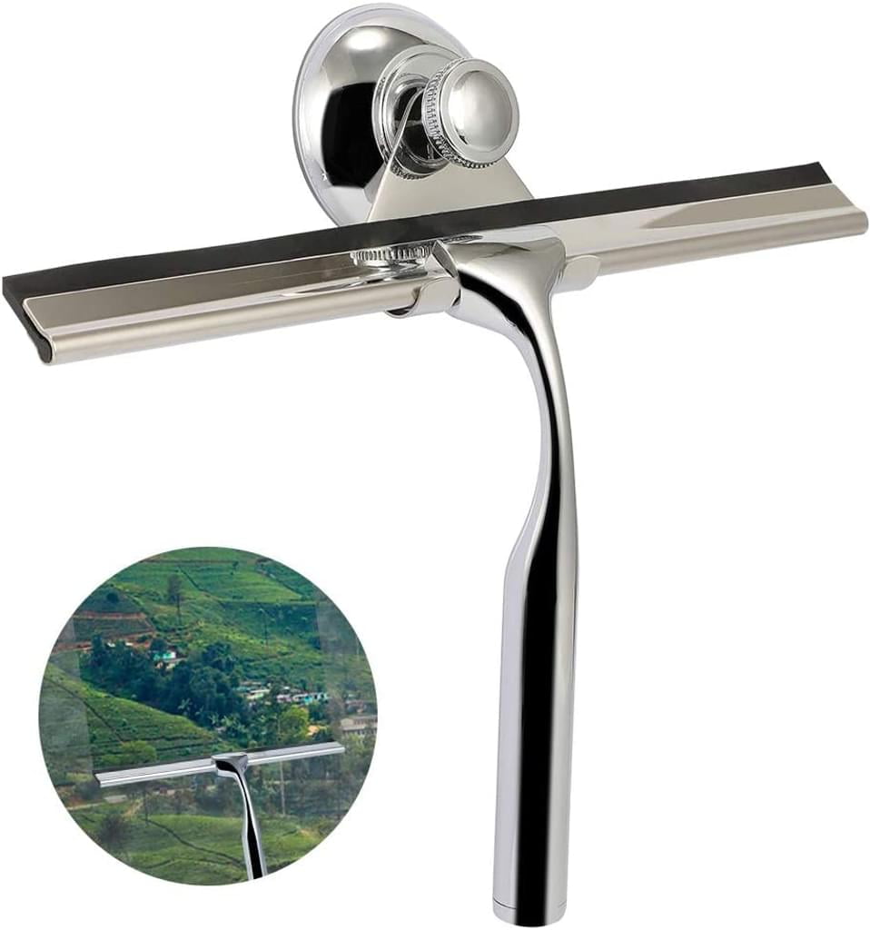 Shower squeegee, stainless steel shower squeegee with wall hanger No