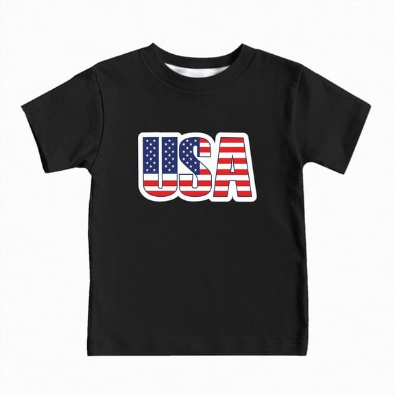 Ccpelsie Kids 4th of July Shirt Boys/Girls American Flag T-Shirt Toddler Patriotic Tops Tee Independence Day Clothes(Black,2-3 Years)
