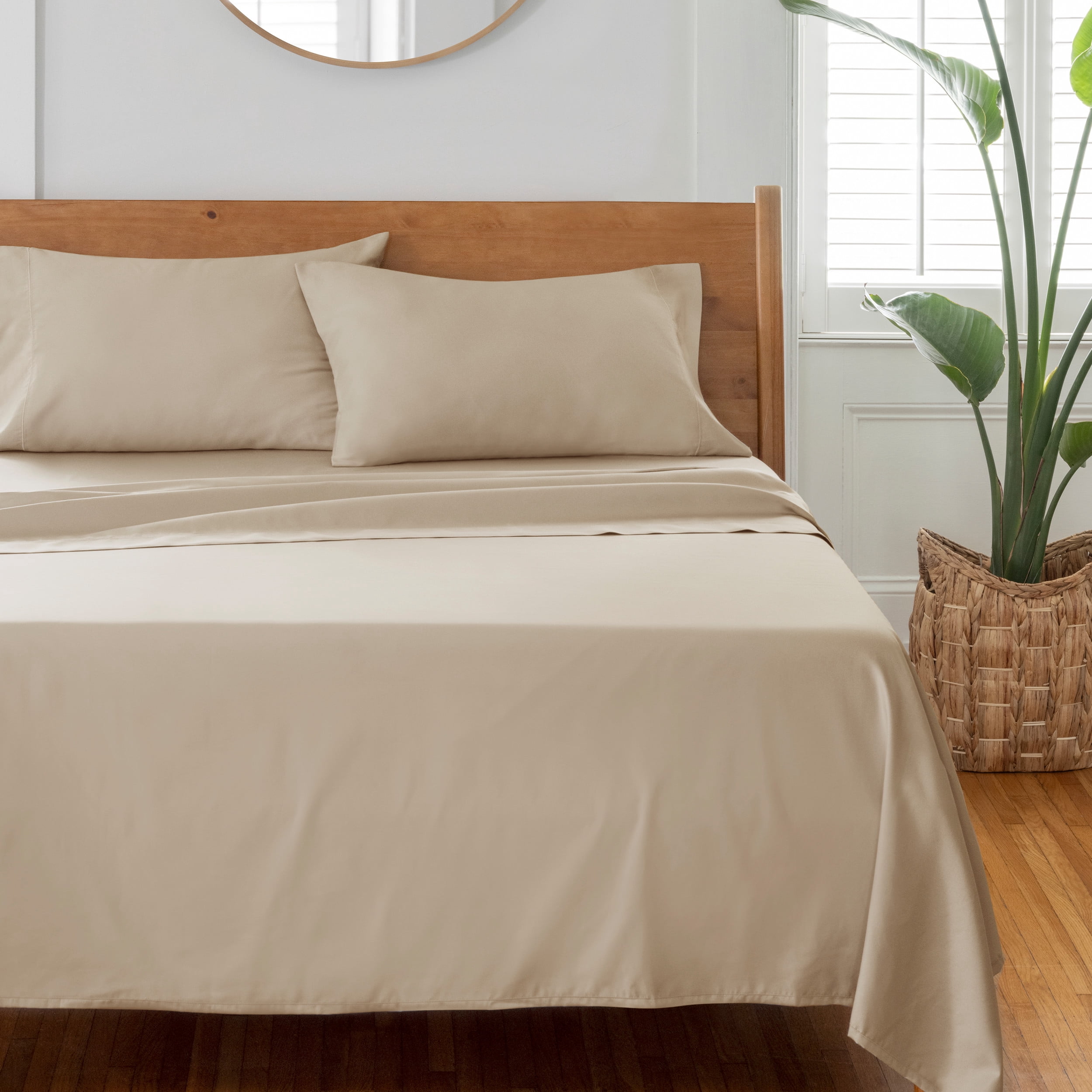 Better Homes & Gardens 400 Thread Count Hygro Cotton Bed Sheet Set, Full, Brownstone