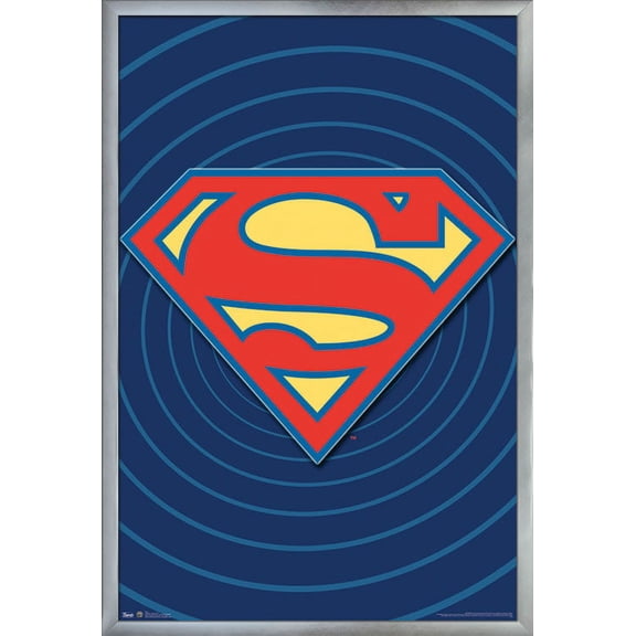 DC Comics - Superman - Classic Logo Wall Poster, 22.375" x 34", Framed