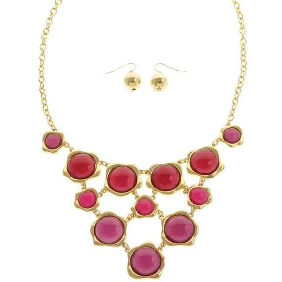 Mi Amore Necklace-Earring-Set Red/Gold-Tone