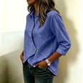 thumbnail image 6 of Ynynloco 100%Cotton Shirts for Women Button Down 3/4 Sleeve Tops Casual Loose Blouses Collared Vacation Outfits, 6 of 6