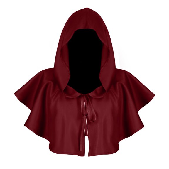 Toystoory Capucha decorativa para banquete de Halloween, chal de capa para adultos, sombrero de capucha Medieval de poliéster, accesorio de ropa Kits de decoración para fiestas Rojo