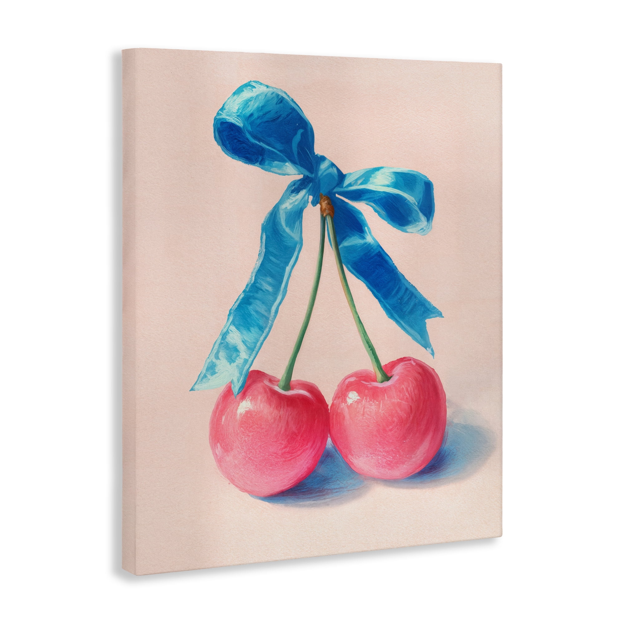 Stupell Industries Twin Cherries with Blue Ribbon Canvas Wall Art, design by Imagine It Images