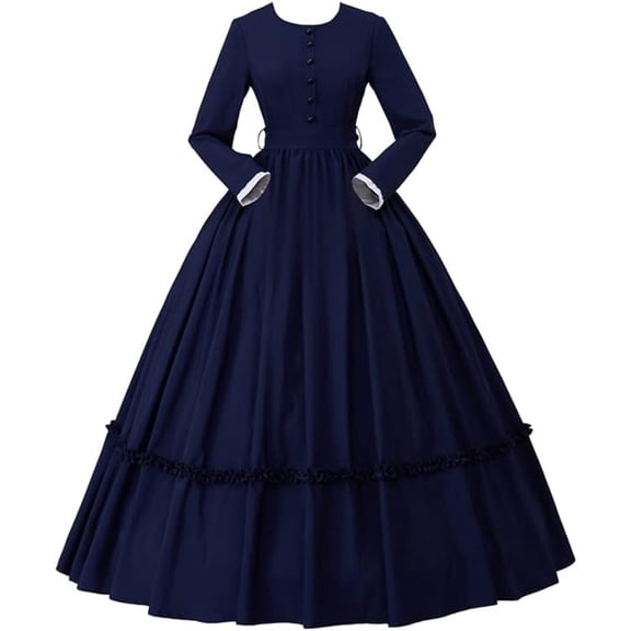 Women's Civil War Dress Victorian Dickens Costume Blue