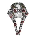 thumbnail image 3 of Kdxio Skulls Roses Pattern Turban Hat for Women Men Comfortable Adjustable Cleaning Working Cap with Sweatband, 3 of 8