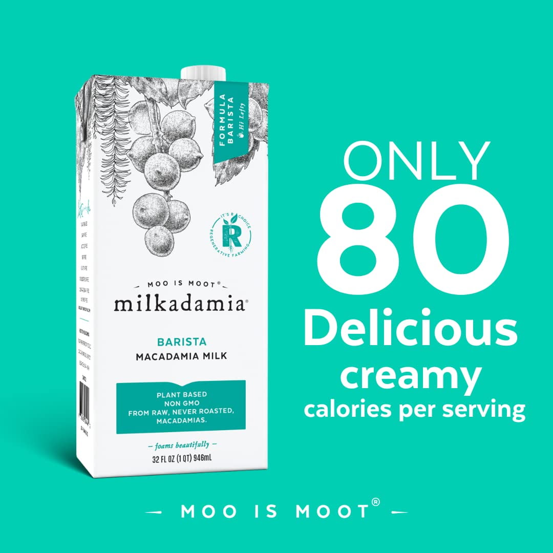 milkadamia Macadamia Milk - Barista, 32 Fl Oz (Pack of 6