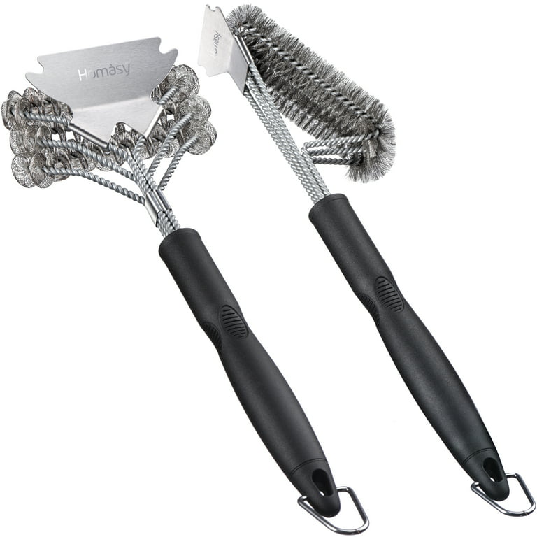 Cast Iron Cleaning Brush w/ Nylon Bristles & Metal Scraper