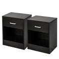 thumbnail image 2 of GoDecor Set of 2 Nightstand Bedroom Storage Bedside Table Side End Table with Drawer and Open Shelf Black, 2 of 6