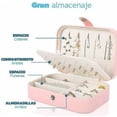 thumbnail image 5 of Set de 2 Joyeros Bluelander, Alajero Organizador para Anillos, Collares, Relojes, Pulseras y Aretes, Impermeable de Cuero, Interior de Terciopelo, Rosa, 5 of 5