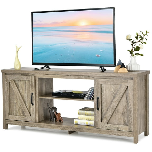 Costway 59'' TV Stand Media Console Center w/ Storage Cabinet for 65'' TV Natural
