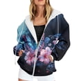thumbnail image 2 of Women's Fashion Hoodies Thick Butterfly Print Hooded Long Sleeve Loose Fit Zip Up Pockets Jacket for Everyday Wear Sweatshirts for Women Sky Blue L, 2 of 5