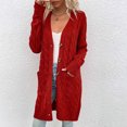 thumbnail image 4 of Babysbule Winter Jackets for Women Womens Long Sleeve Cable Knit Long Cardigan Open Front Button Sweater Outerwear, 4 of 6
