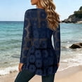 thumbnail image 4 of Lace Cardigans for Women Long Sleeve V-Neck Sunflower Pattern Open Front Lightweight Beach Cover Up Navy M, 4 of 6