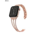 thumbnail image 3 of Spencer Stainless Steel Bling Replacement Bands Rhinestone Strap Wristband Compatible Apple Watch iWatch Bands for Series 7 6 5 4 3 2 1 42mm/44mm "Gold", 3 of 7