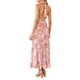 thumbnail image 5 of Txlixc Vestido de mujer con cuello halter, estampado de flores, sin mangas, sin espalda, dobladillo con volantes, vestido largo Txlixc  Casual, 5 of 7