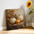 thumbnail image 2 of Canvas Wall Art Thanksgiving Pumpkin Canvas Art Print Fall Country Farmhouse Vintage Maple Leaf Pictures Wall Decor for Living Room Bedroom Artwork Decorations Stretched Framed Ready to Hang 8"x8", 2 of 9