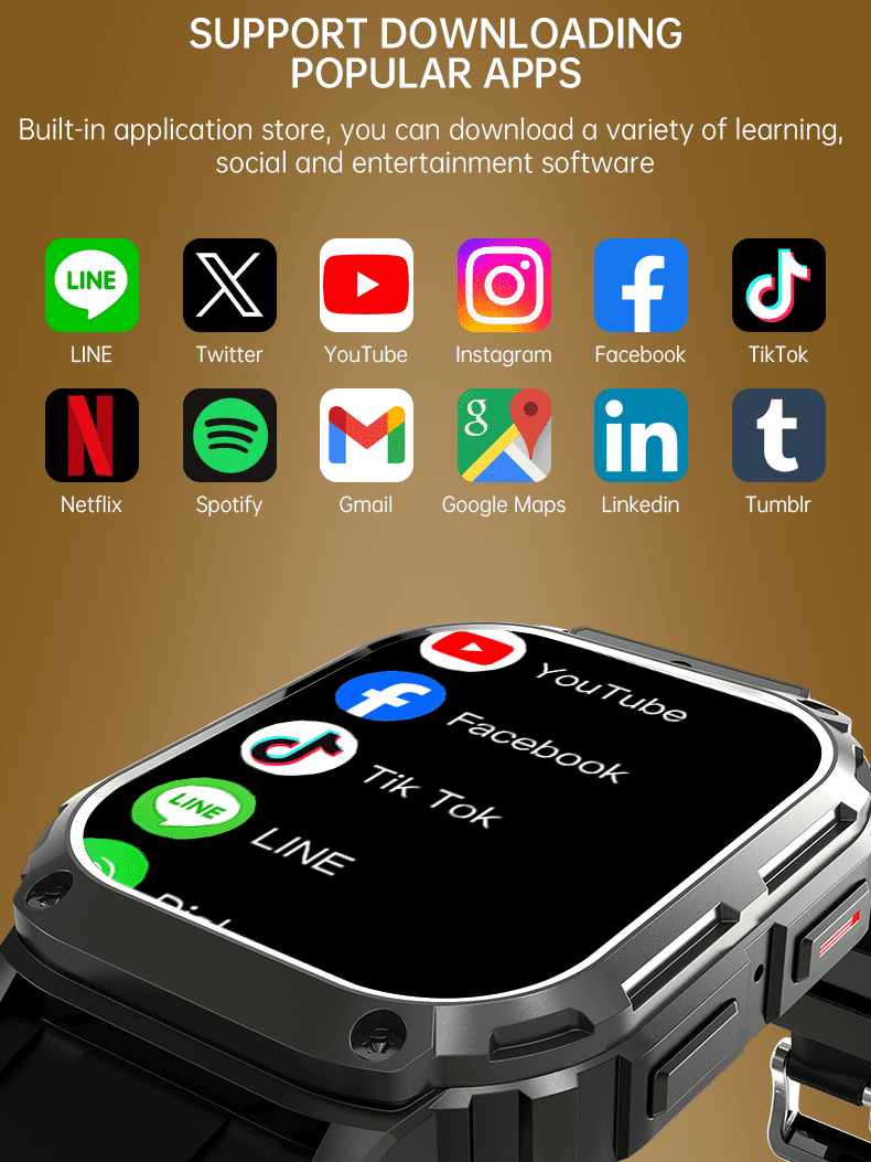 4G LTE  Smart Watch Android  for Men and Women, 1.95'' HD Screen Camera 8GB+128GB