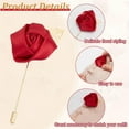 thumbnail image 4 of 24 PCS Groom Boutonniere Wedding Silk Rose 1.7inch Wide Dark Red Rose Corsages with Pin Rose Lapel Pin Boutonniere Satin Rose Boutonniere Flower for Men's Boutineer Suit Decoration, 4 of 6