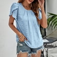 thumbnail image 3 of T-Shirts For Women Sevevn Women's Fashion Short Sleeves Round Neck Solid Color Loose Tops Blouse Knitted Sweater, 3 of 9