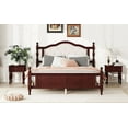 thumbnail image 5 of CoSoTower Queen Pine Wooden Bed with Upholstered Headboard and Panel Footboard, with Two Bed Rail Support Feet and Central Platform Support Feet ,Classic Cherry, 5 of 9