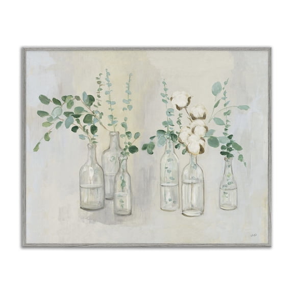 Stupell Industries Transitional Flowers And Plants Neutral Grey Green Gray Framed Giclee Art, 20 x 16, by Julia Purinton