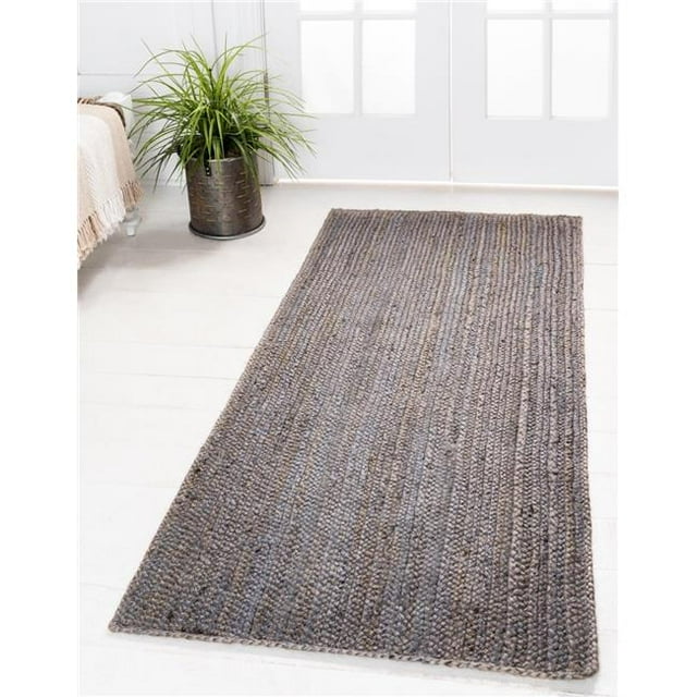 Unique Loom 3138947 2 Pi 6 Po x 6 Pi Dhaka Tressé Jute Runner Rug&44; Gris