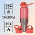 thumbnail image 2 of Coldest Sports Water Bottle - 3 Insulated Lids (Chug Lid, Straw Lid, Loop Lid ) Double Walled, Thermo Mug, Metal Canteen (46 oz, Nebula Red Glitter), 2 of 6