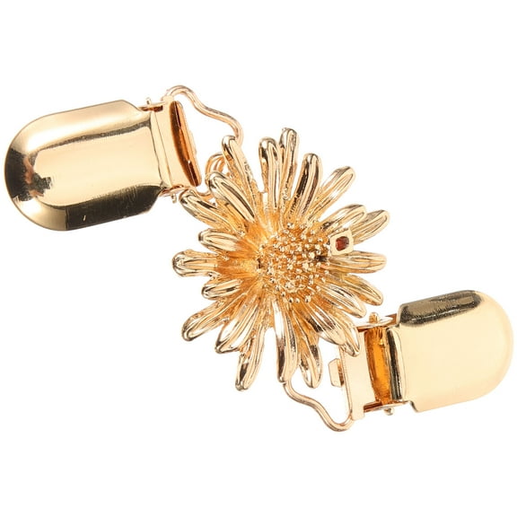 NICEXMAS Flower Design Golden Shawl Clip Metal Cardigan Brooch for Sweater Fastening