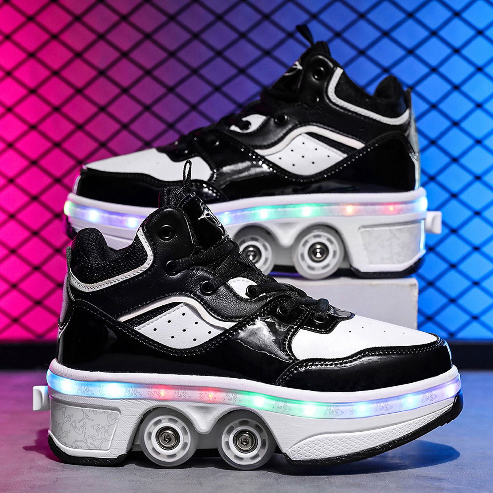 Roller Skates for Women Men, Shoes with Wheels for Girls, Kick Rollers Shoes Retractable for Boys, Adult Parkour Quad Roller Shoes, Inline Skates Children's Outdoor Skates