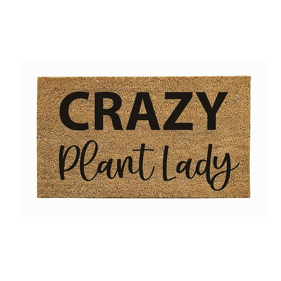 28" x 16" Nature Coir Mat, Crazy Plant Lady
