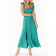 thumbnail image 3 of Women's Elegant Bridesmaid Dresses Square Neck Ruffle Split Midi Formal Dress for Wedding Guest Cocktail Party, 3 of 5