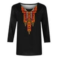 thumbnail image 4 of Penkiiy Mexican Embroidered Shirts for Women Boho Tops and Blouses 3/4 Sleeve Bohemian Peasant Summer Fall Tunic Top,Vintage Floral Tunic Shirts, Flowers Embroidery Blouses S Black, 4 of 5