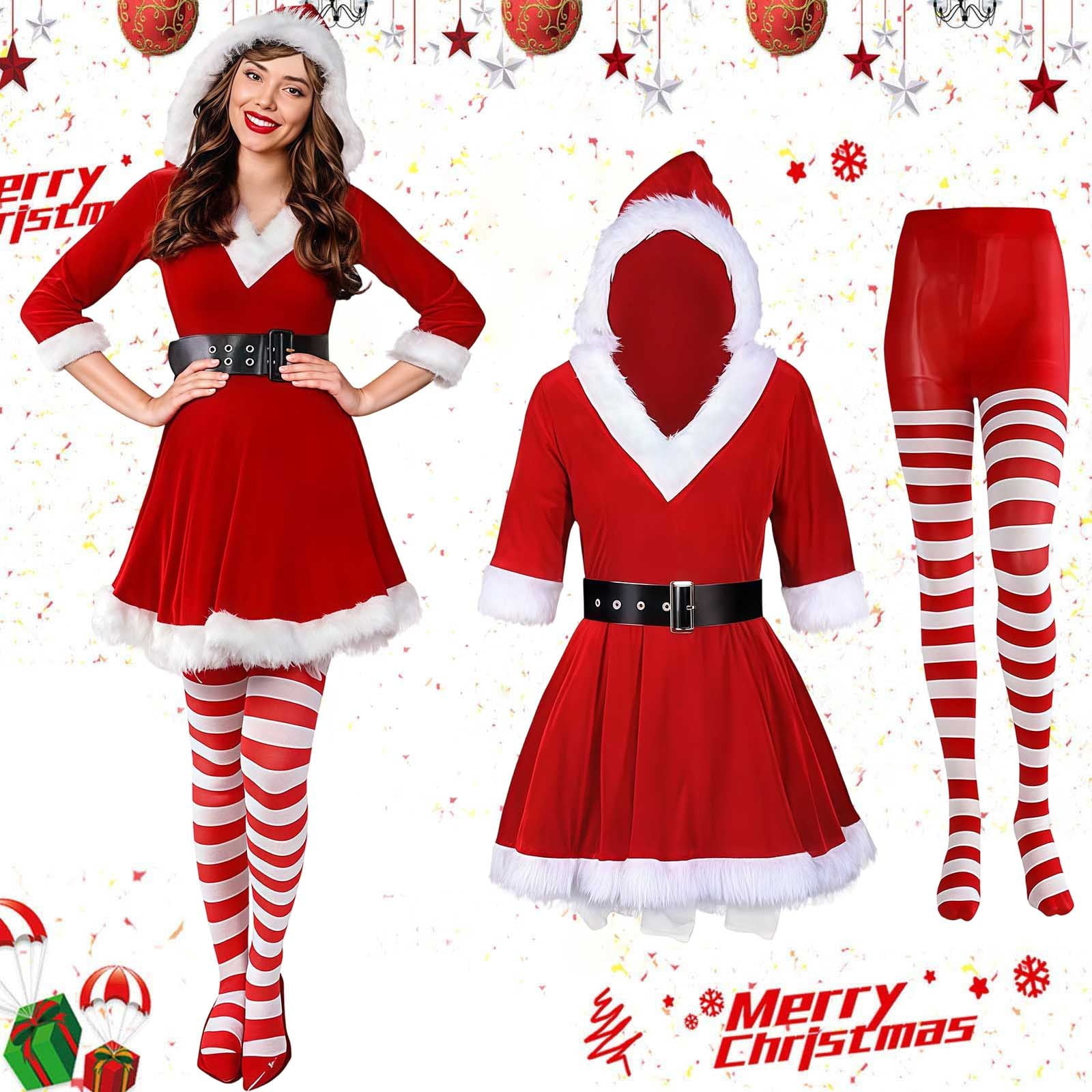 Shadoumai Christmas Dresses for Women Outfits Christmas Tree for Women Colored Balls Stars and Clips Xmas Party Set