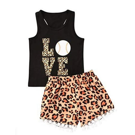 

Styles I Love Baby Toddler Girls Leopard Print Tank Top and Pom Pom Shorts 2pcs Cotton Spring Summer Outfit (70/6-9 Months) Brown