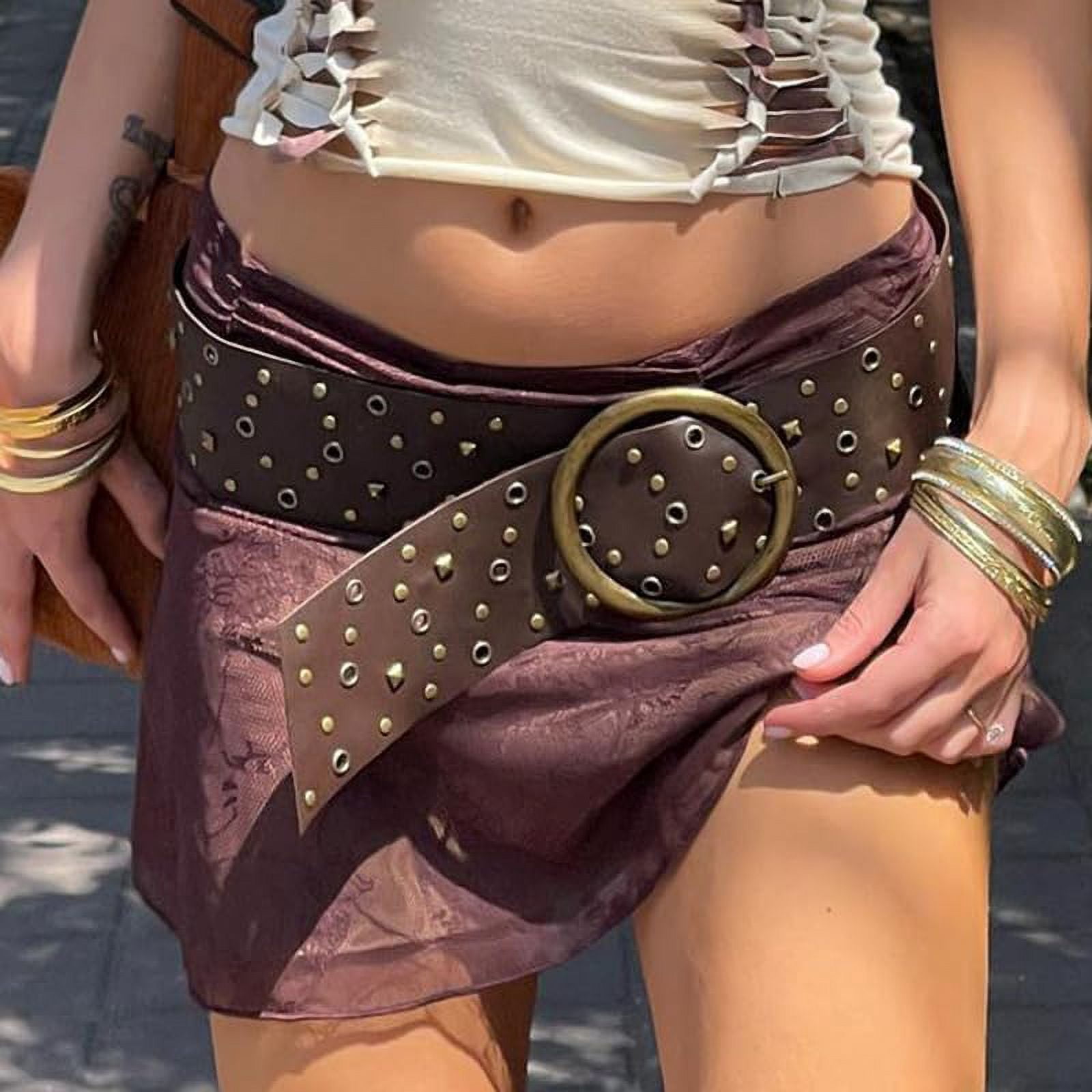 VINTAGE Y2k 2000s StyleWomen\'s Faux LeatherConcho Belt Vegan Boho/Western WEAR Women Vintage Y2k Belt Concho Rivet Leather Belts Western  main image 3