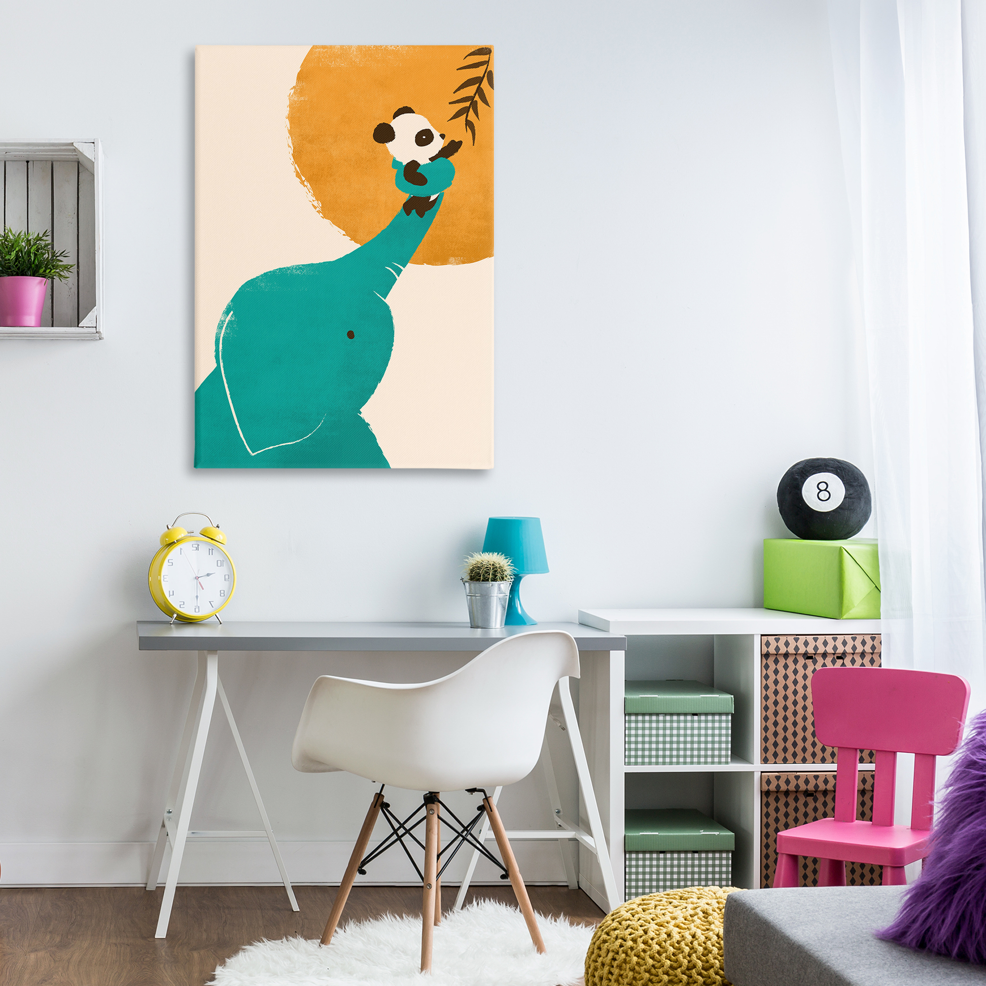 Stupell Industries Elephant & Panda Friends Animals & Insects Painting Gallery Wrapped Canvas Art Print Wall Art, 30 x 45