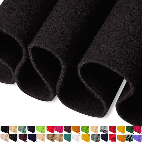 "FabricLA Premium Colored Soft Durable Acrylic Felt Fabric - 72"" Wide for Sewing, Cushion, DIY Arts & Crafts - Black, 1 Yard"