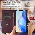 thumbnail image 6 of Allytechgroup PU Leather Wallet Case for Apple iPhone 15 Pro, Slim Folio Cover with Magnetic Closure RFID Blocking 3 Card Slots & Cash Pocket Protective Shockproof Flip Stand Case, Darkpurple, 6 of 8