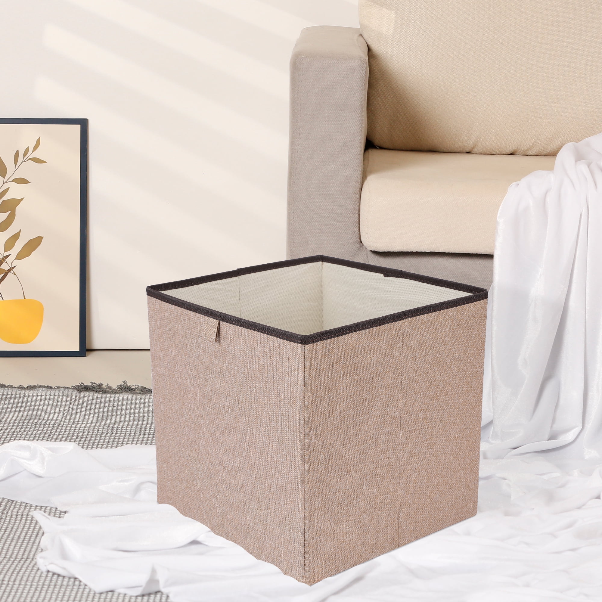 Unique Bargains Fabric Storage Bin for Shelves Closet Coffee 13*13*13in