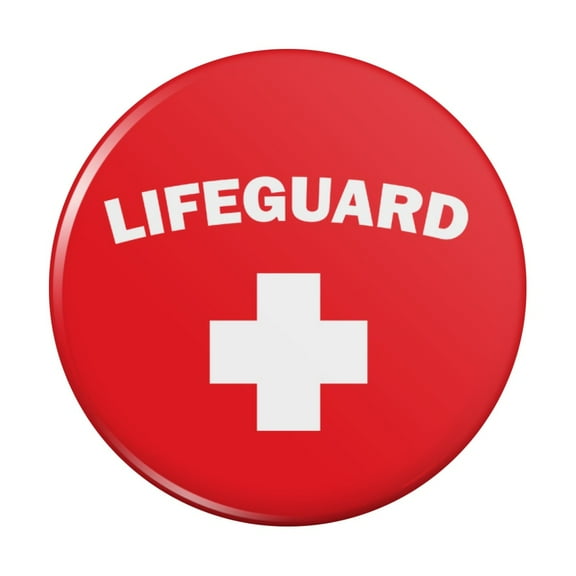 Lifeguard Red and White Pinback Button Pin