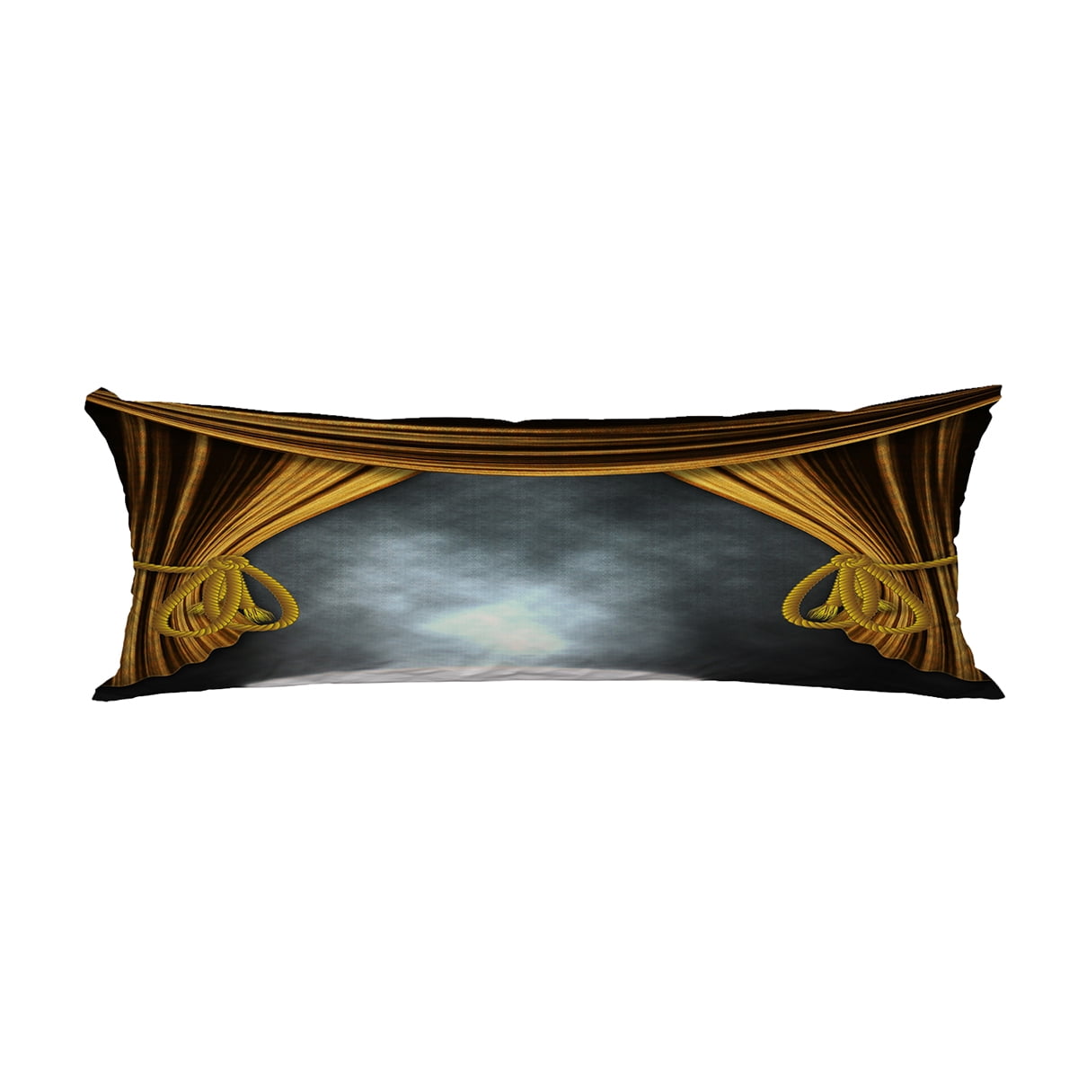 ABPHQTO Theater Stage Golden Curtains Three Spotlights Smoke Body