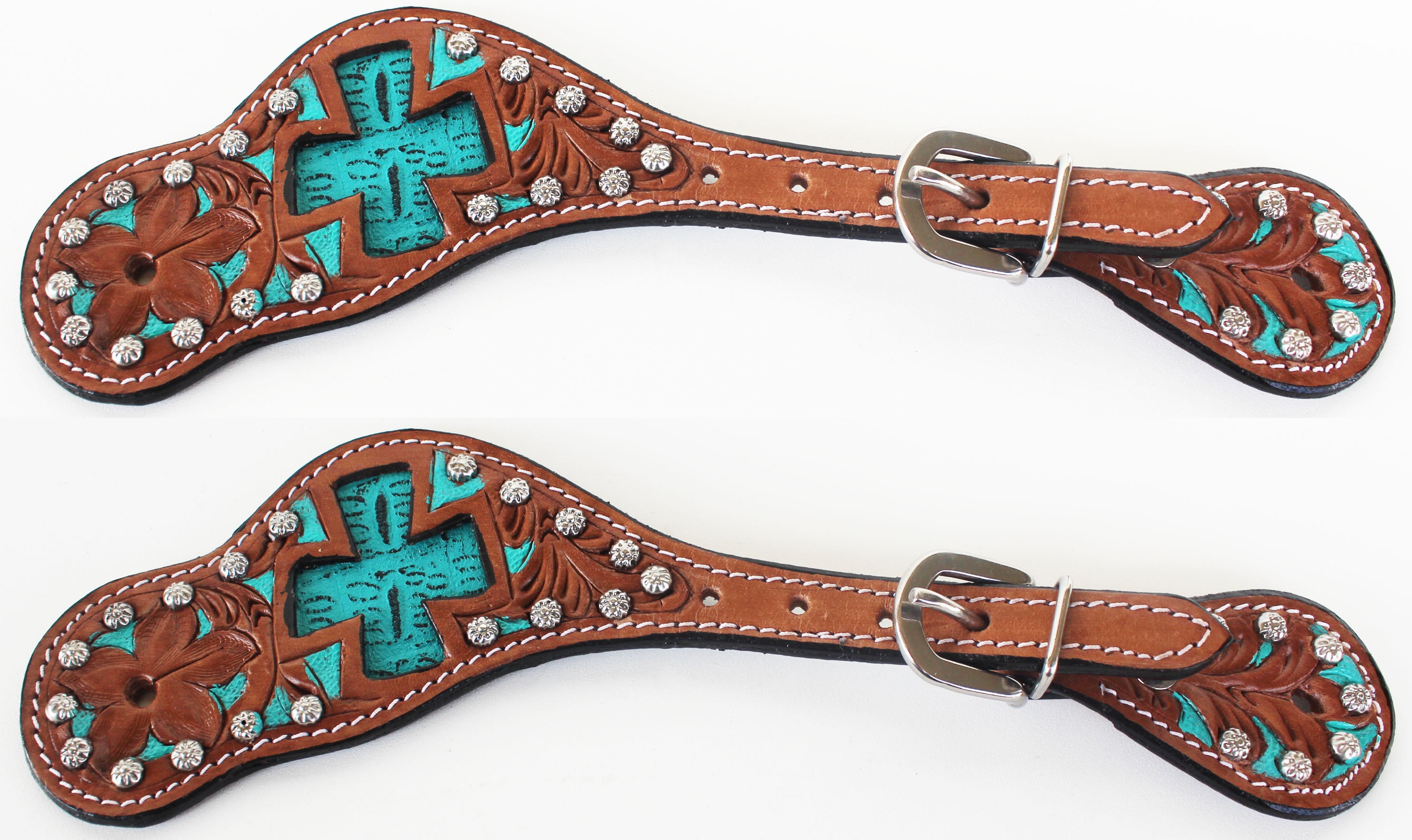 Western Riding Cowboy Boots Leather Spur Straps Tack 7420