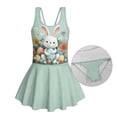 thumbnail image 3 of FOR U DESIGNS Girls One Piece Swimsuit with Skirt Comfortable Hawaiian Swimwear with Skirt Modest Beach Swim Dress Easter Gifts 3-13 Years, Rabbit Easter Egg Green, 3 of 7