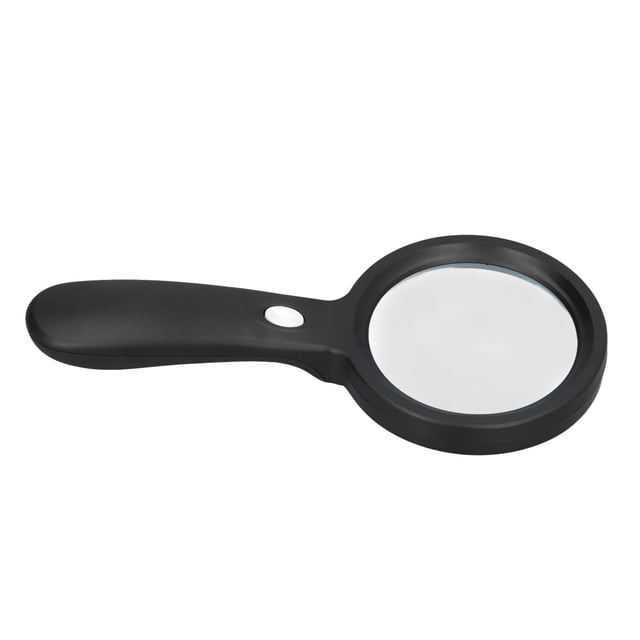 LED Magnifier, Hand Held Push Switch Black LED Magnifying Glass Ergonomic Round With Light For Outdoor