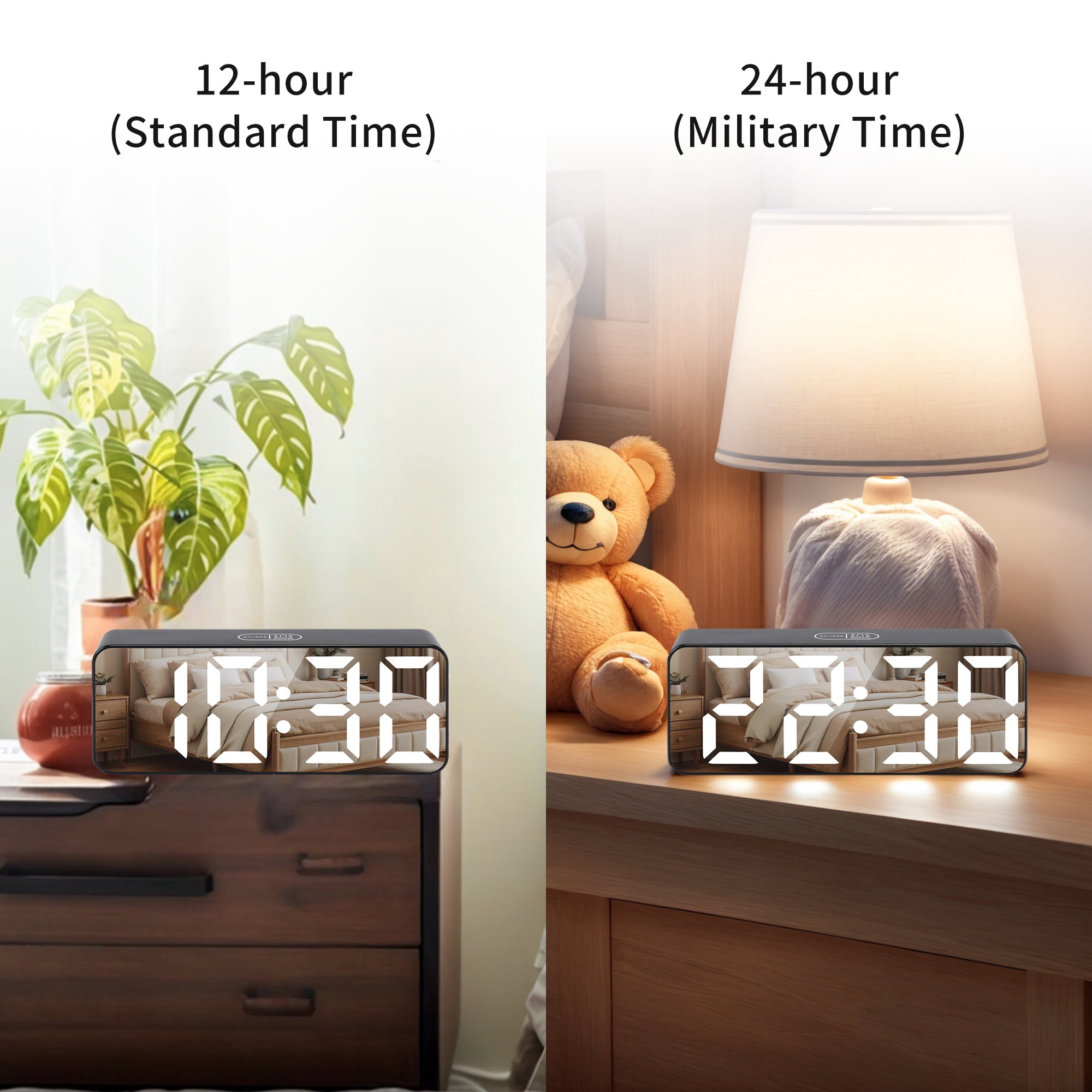 Unique Bargains Digital Alarm Clock Black Housing With Green Light 5.5"L x 1.2"W x 2.2"H