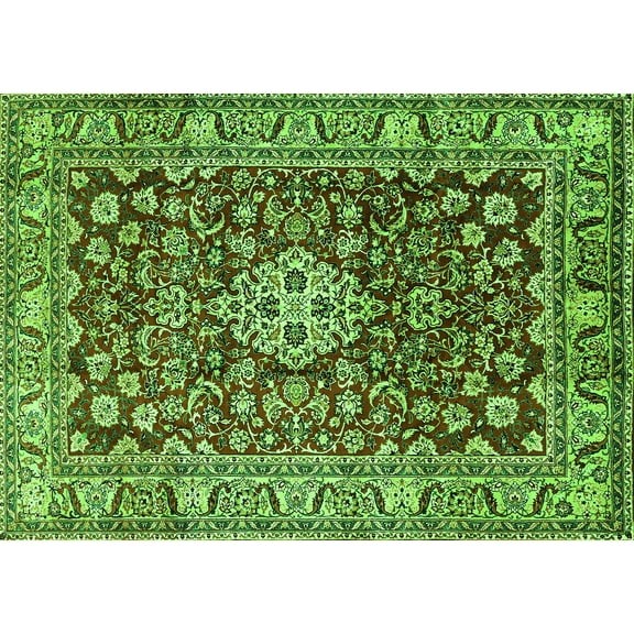 Ahgly Company Indoor Rectangle Persian Green Traditional Area Rugs, 5' x 7'